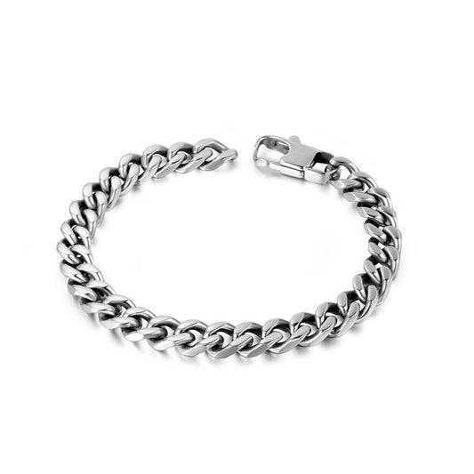 Titanium Steel Men's Hip-Hop Flat Chain Bracelet - Trendy Cross-Border Fashion Accessory