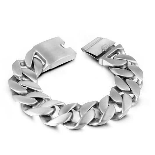 Bold Titanium Steel Men's Bracelet with Sand Surface Finish