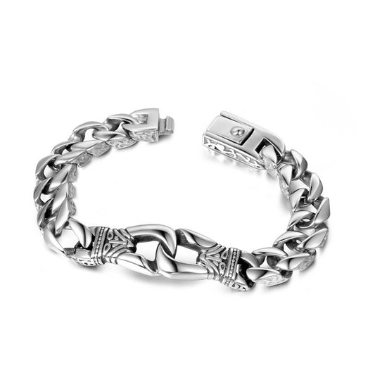 Punk Retro Interlocking Double-Ring Titanium Steel Bracelet for Men - Bold Fashion Statement