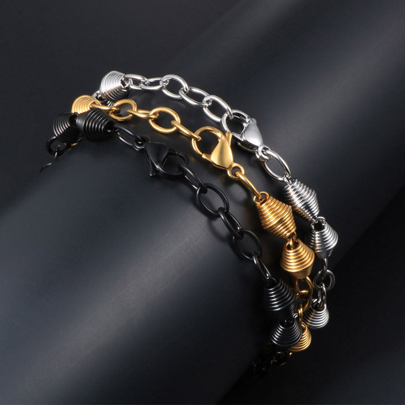 Stylish Gold-Plated Titanium Steel Couples Bracelet - Korean Minimalist Design for Men and Women