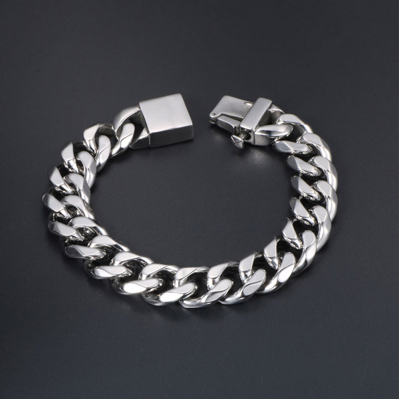 Stylish Men's Titanium Steel Hip-Hop Bracelet with Unique Casting Buckle - Rock-Inspired Accessory