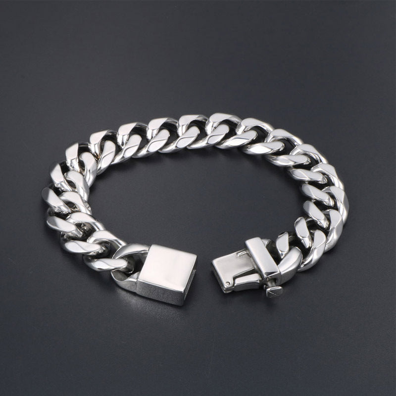 Stylish Men's Titanium Steel Hip-Hop Bracelet with Unique Casting Buckle - Rock-Inspired Accessory