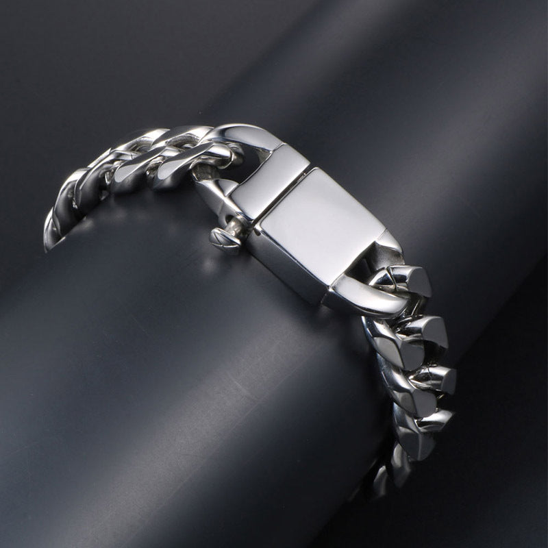 Stylish Men's Titanium Steel Hip-Hop Bracelet with Unique Casting Buckle - Rock-Inspired Accessory