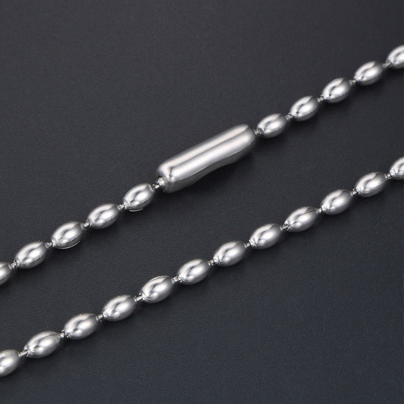 Titanium Steel Couple Pendant Necklace with Stylish Rice Bead Chain for Men