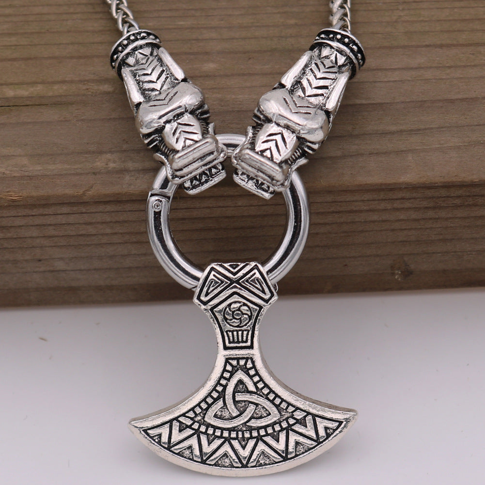 Nordic Myth Axe Necklace - Viking Rune Pendant for Men