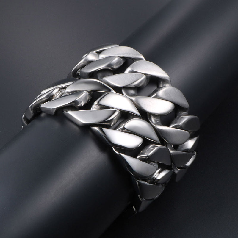 Bold Titanium Steel Men's Bracelet with Sand Surface Finish