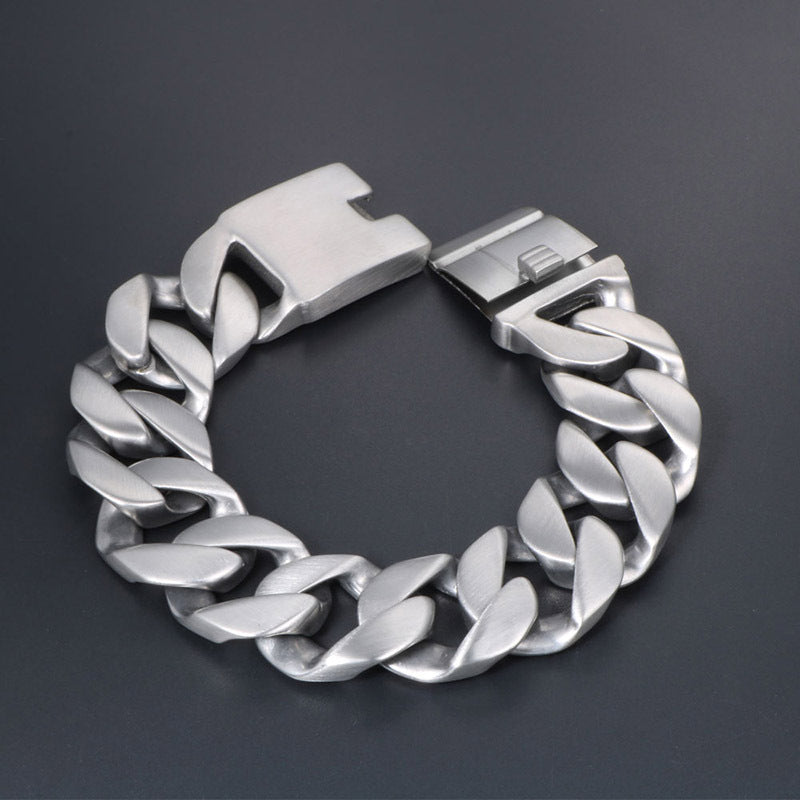 Bold Titanium Steel Men's Bracelet with Sand Surface Finish