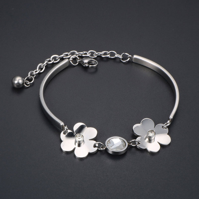 Korean Stylish Titanium Steel Crystal Bracelet for Women - Trendy Fashion Jewelry Wholesale