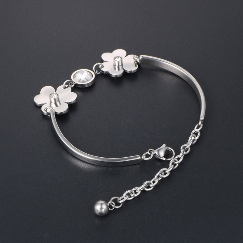 Korean Stylish Titanium Steel Crystal Bracelet for Women - Trendy Fashion Jewelry Wholesale