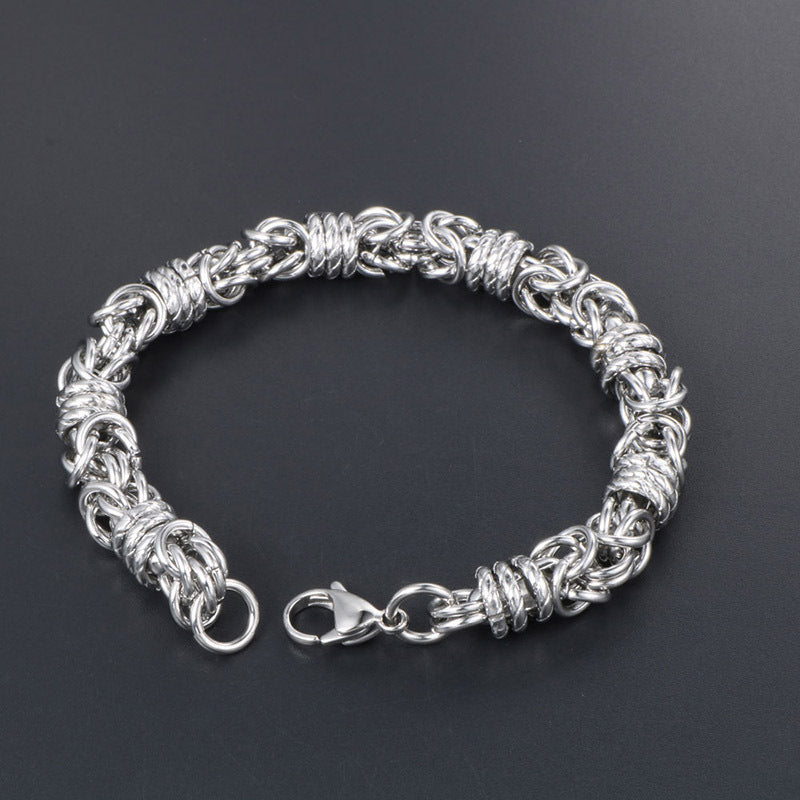 Men's Woven Titanium Steel Bracelet - Chic European and American Fashion Jewelry for Retail