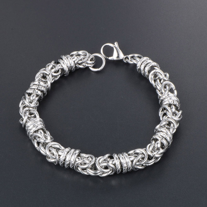 Men's Woven Titanium Steel Bracelet - Chic European and American Fashion Jewelry for Retail