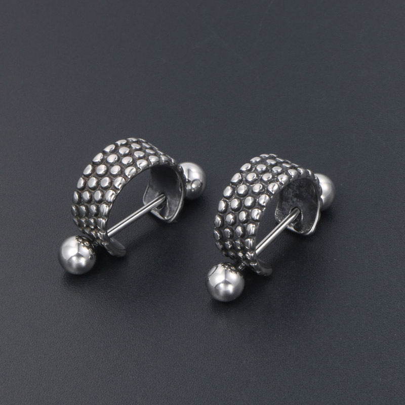 Trendy Polka Dot Titanium Steel Stud Earrings for Men - Punk Rock Fashion Accessories