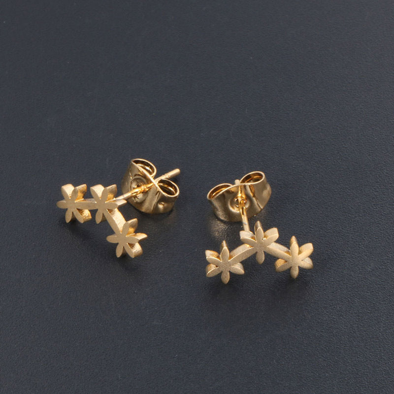 Chic 24K Gold-Plated Titanium Steel Snowflake Earrings for Women