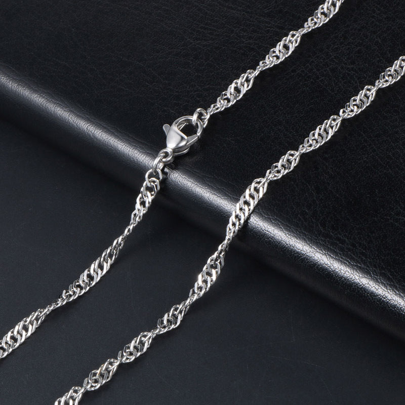 Personalized Water Ripple Chain Titanium Steel Collarbone Necklace for Unisex Fashion