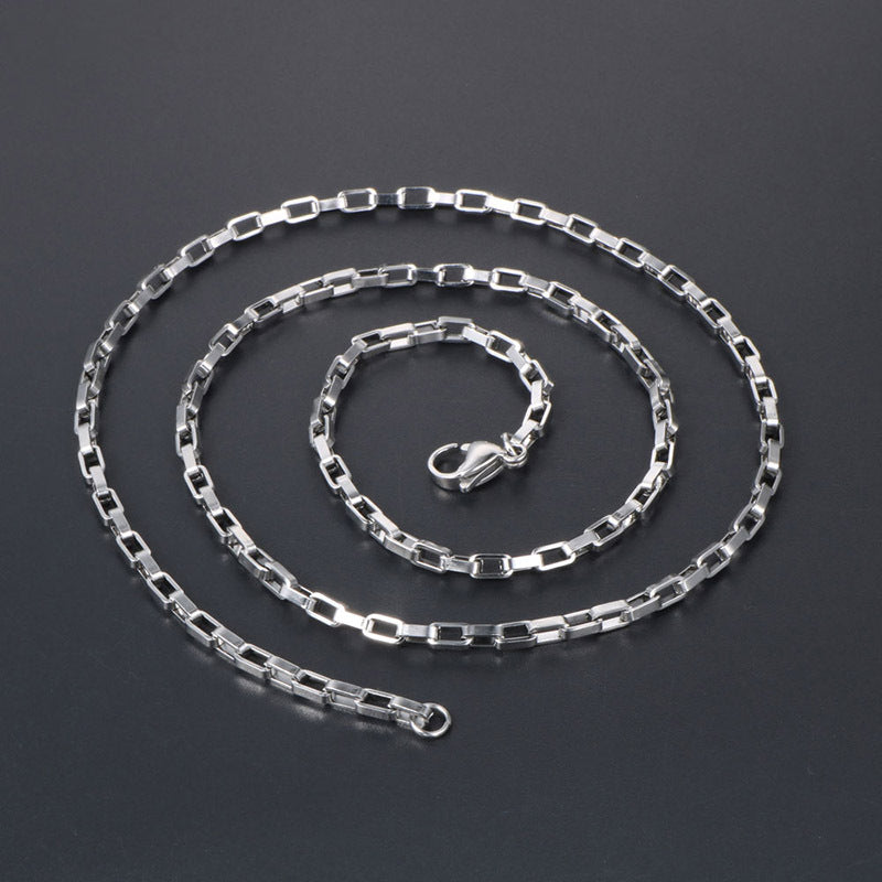 Unisex Titanium Steel Plaid Chain Necklace for Couples