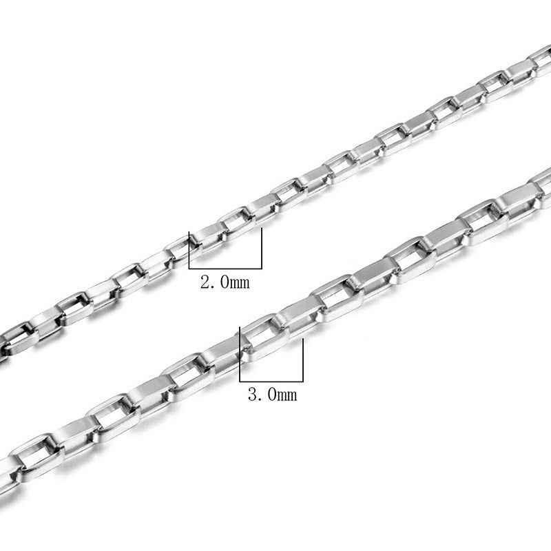 Unisex Titanium Steel Plaid Chain Necklace for Couples