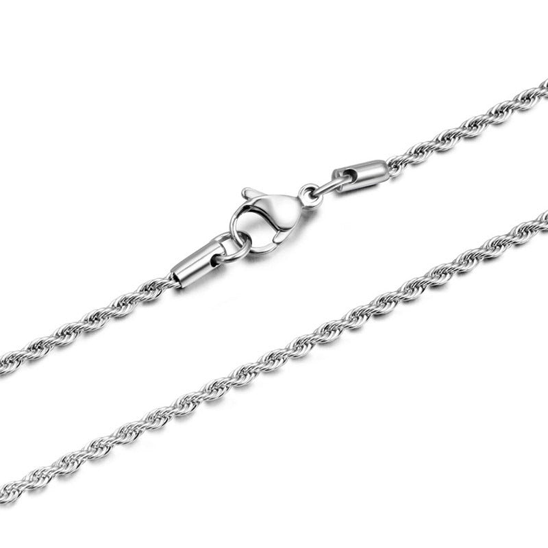 Men's Titanium Steel Twisted Chain Necklace - Stylish Collarbone Accessory