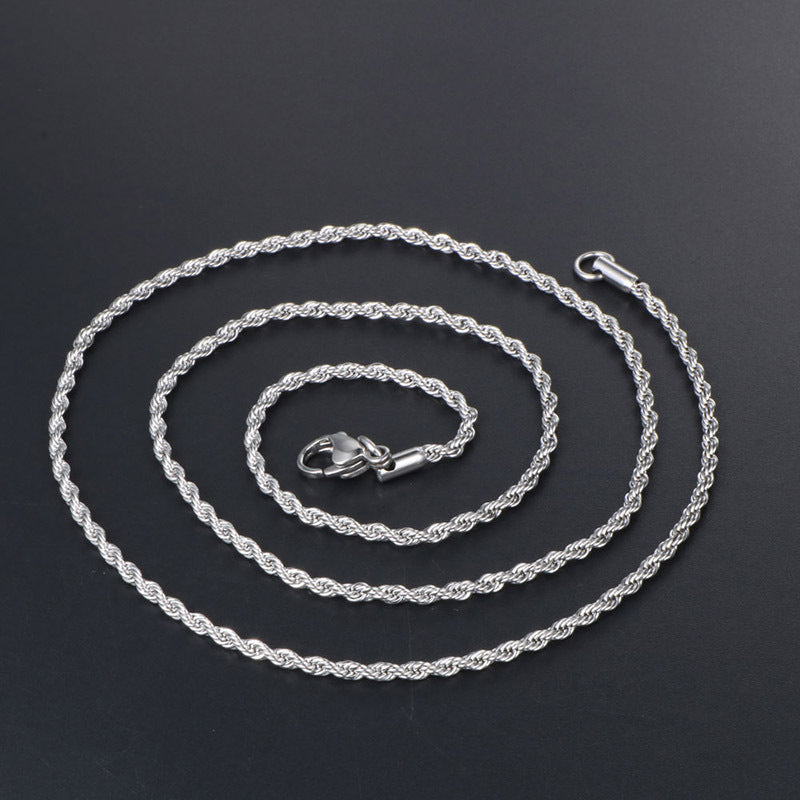 Men's Titanium Steel Twisted Chain Necklace - Stylish Collarbone Accessory