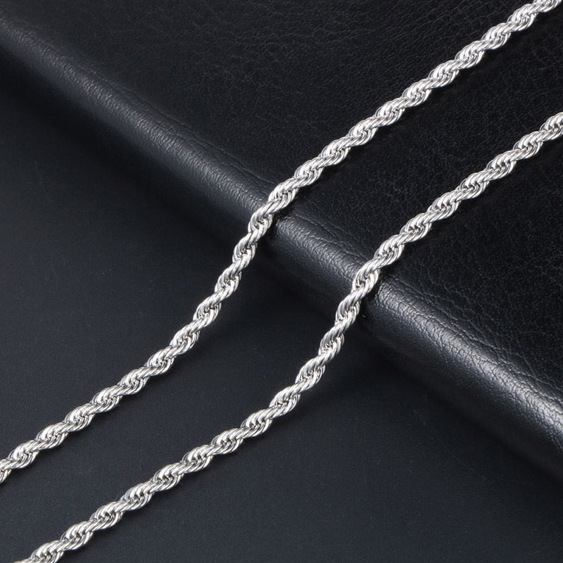 Men's Titanium Steel Twisted Chain Necklace - Stylish Collarbone Accessory