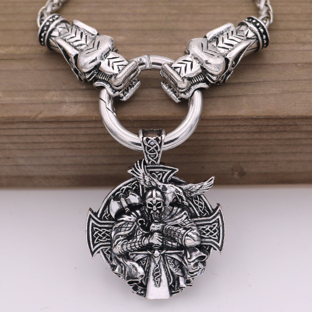 Norse Legacy Odin Crow Necklace for Men - Metal Pendant from Planderful Collection