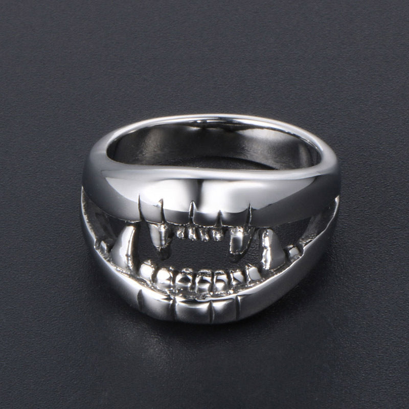 Personalized Crocodile Teeth Ring for Men - Unique Titanium Steel Animal Teeth Jewelry