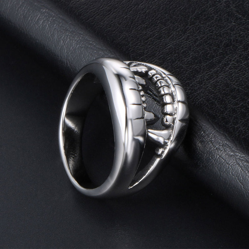 Personalized Crocodile Teeth Ring for Men - Unique Titanium Steel Animal Teeth Jewelry