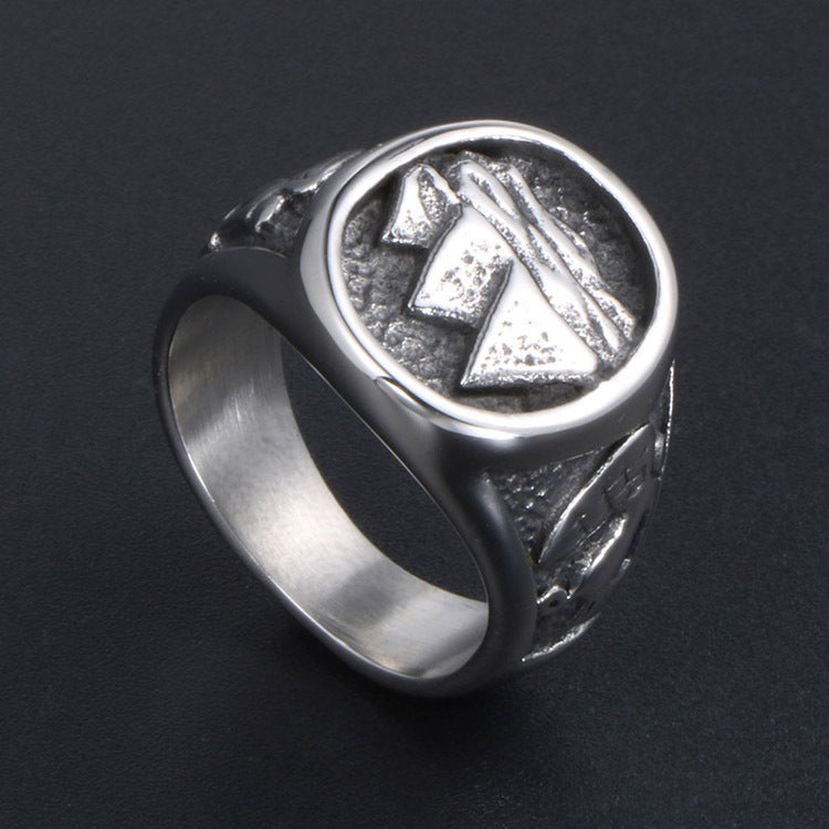 Trendy Korean Titanium Steel Mountain Peak Ring for Men - Punk Nightclub Accessory