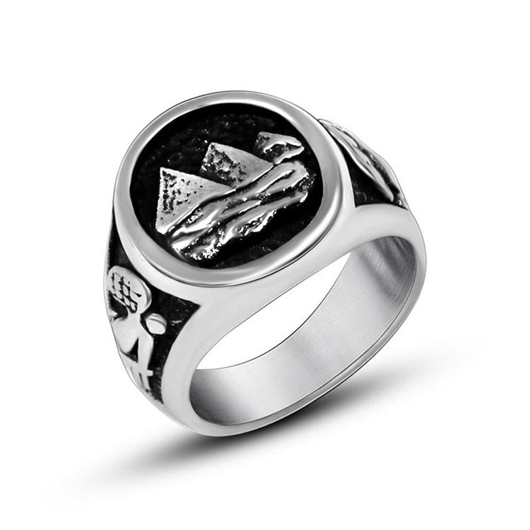 Trendy Korean Titanium Steel Mountain Peak Ring for Men - Punk Nightclub Accessory