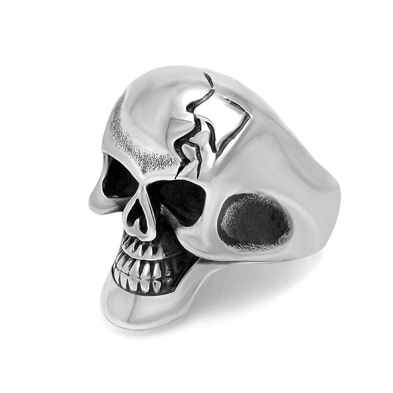 Trendy Blackened Skull Titanium Steel Ring for Men - European and American Fashion Jewelry