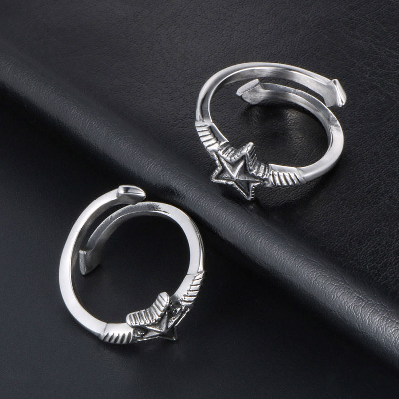 Korean Style Open Star Couple Ring Set for Men and Women