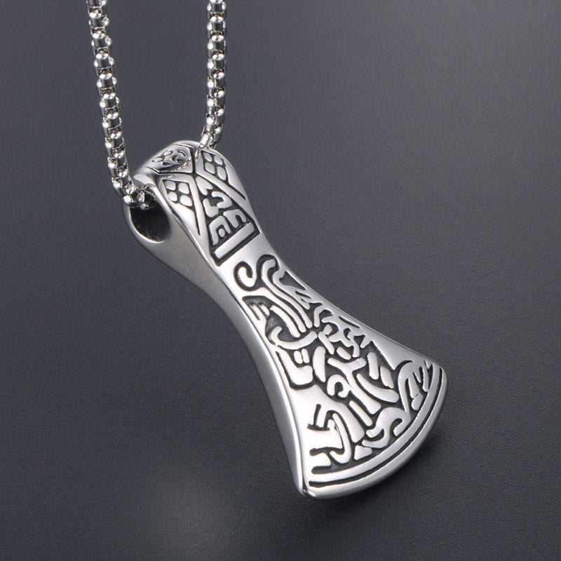 Bold Titanium Steel Axe Pendant Necklace for Men - Premium Quality Supply