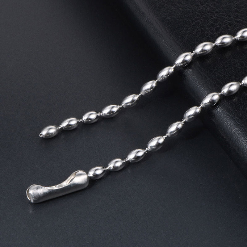 Titanium Steel Couple Pendant Necklace with Stylish Rice Bead Chain for Men