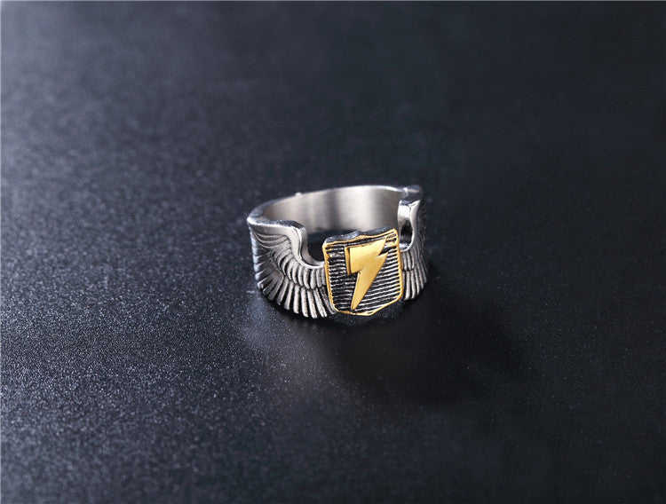 Retro Lightning Wings Titanium Steel Ring for Men - Wholesale Foreign Trade Jewelry