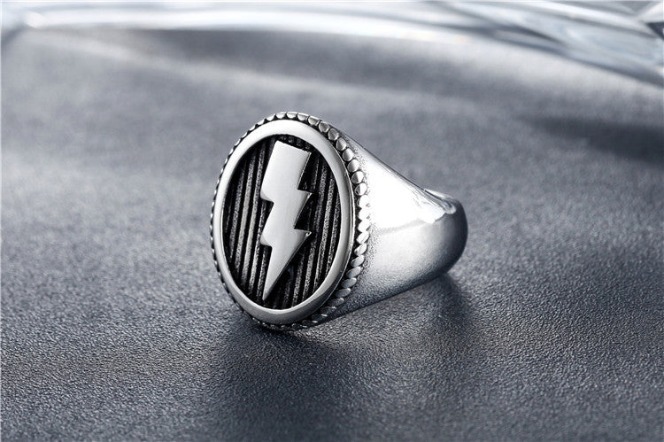 Customizable Men's Titanium Steel Lightning Ring for Wholesale Foreign Trade Jewelry