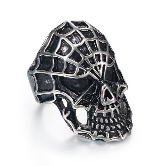 Punk Retro Spider-Man Titanium Steel Ring for Men - European and American Film & TV Inspired Accessories