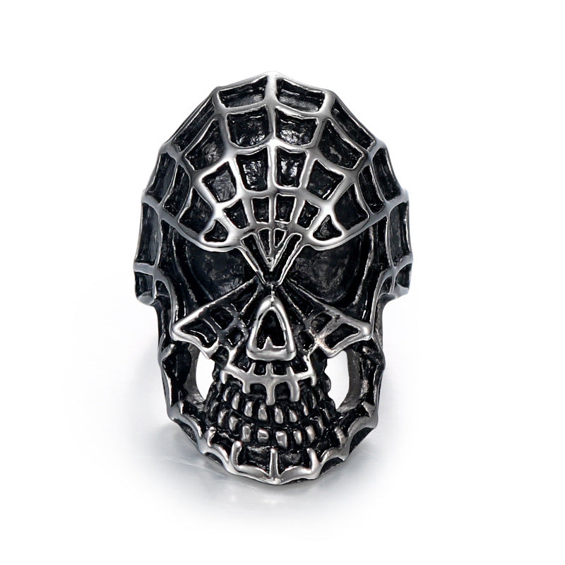 Punk Retro Spider-Man Titanium Steel Ring for Men - European and American Film & TV Inspired Accessories