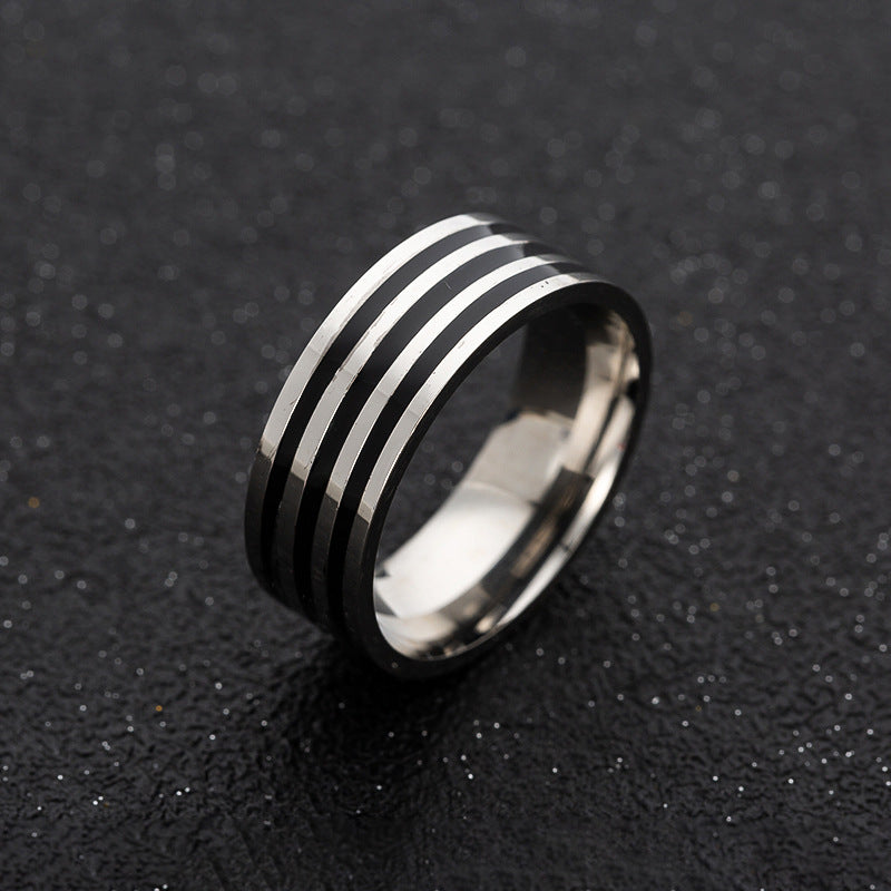 Stainless Steel Men's Drip Oil Ring - Simple Fashion Hand Jewelry