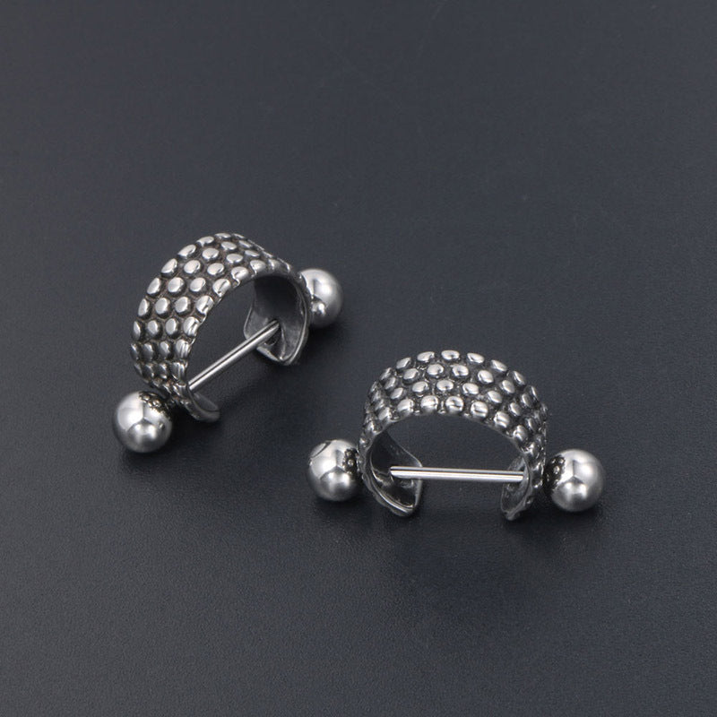 Trendy Polka Dot Titanium Steel Stud Earrings for Men - Punk Rock Fashion Accessories