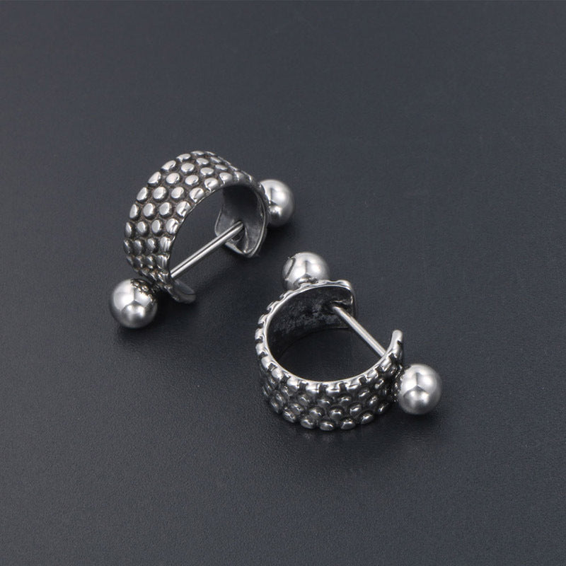 Trendy Polka Dot Titanium Steel Stud Earrings for Men - Punk Rock Fashion Accessories