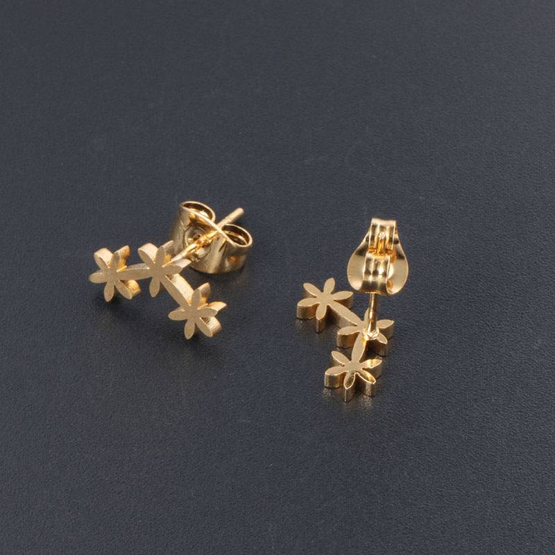 Chic 24K Gold-Plated Titanium Steel Snowflake Earrings for Women