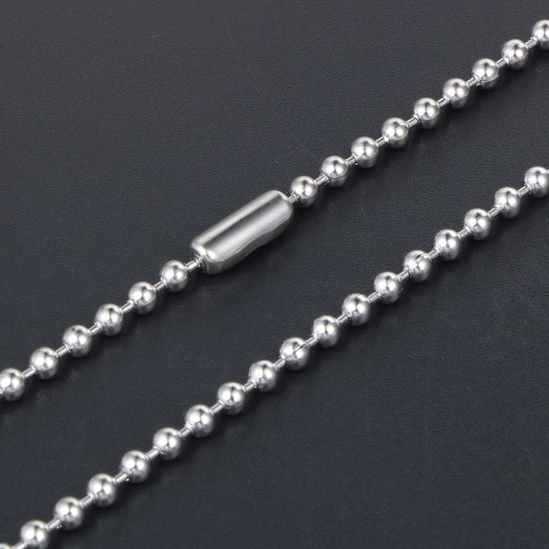 Sleek Men's Pendant Necklace in Durable Titanium Steel with Beaded Chain Design