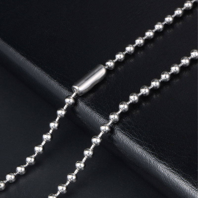 Sleek Men's Pendant Necklace in Durable Titanium Steel with Beaded Chain Design