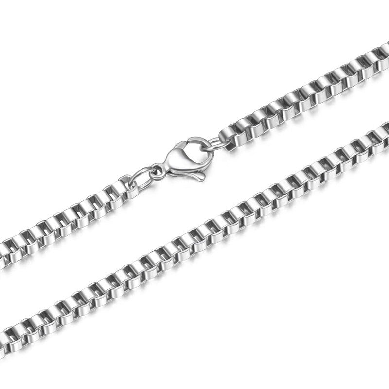 Unisex Titanium Steel Box Chain Necklace with Unique Pendant for Stylish Individuals