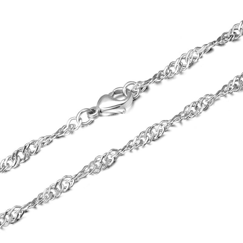 Personalized Water Ripple Chain Titanium Steel Collarbone Necklace for Unisex Fashion