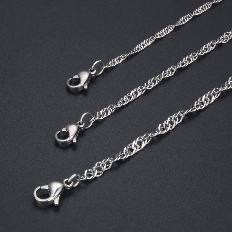 Personalized Water Ripple Chain Titanium Steel Collarbone Necklace for Unisex Fashion