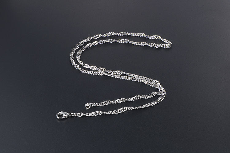 Personalized Water Ripple Chain Titanium Steel Collarbone Necklace for Unisex Fashion