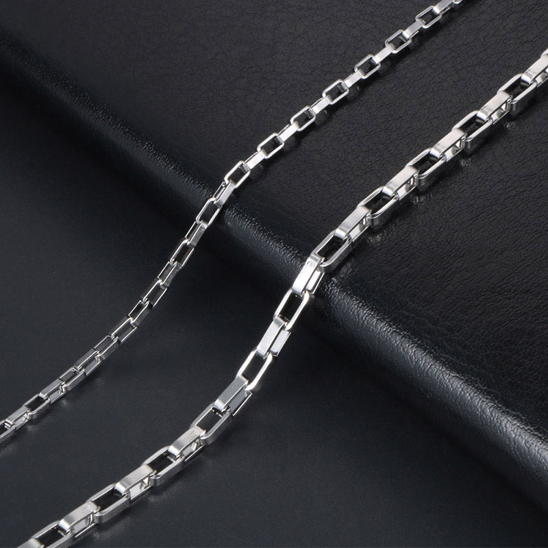 Unisex Titanium Steel Plaid Chain Necklace for Couples