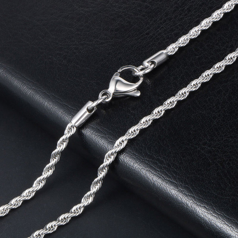 Men's Titanium Steel Twisted Chain Necklace - Stylish Collarbone Accessory