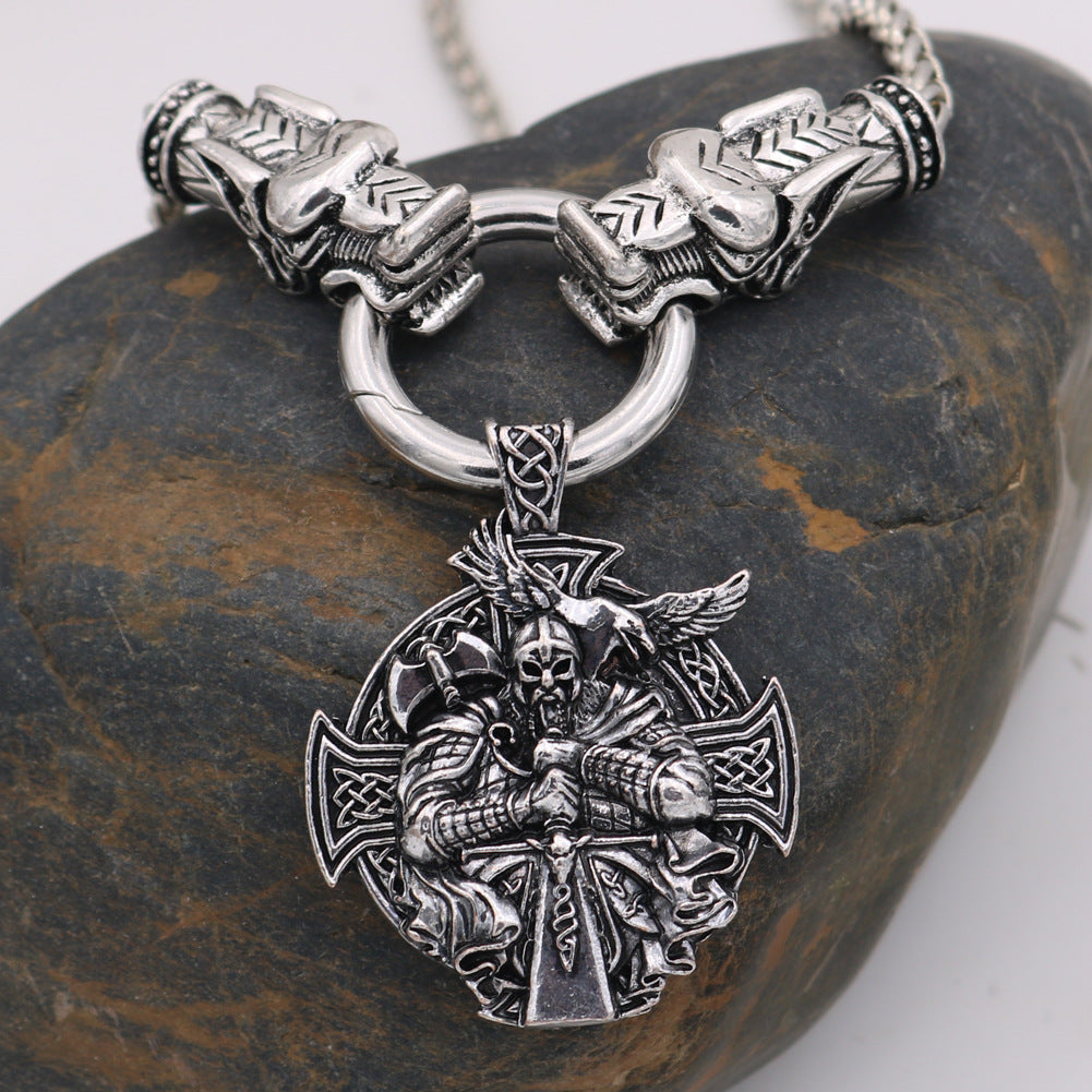 Norse Legacy Odin Crow Necklace for Men - Metal Pendant from Planderful Collection