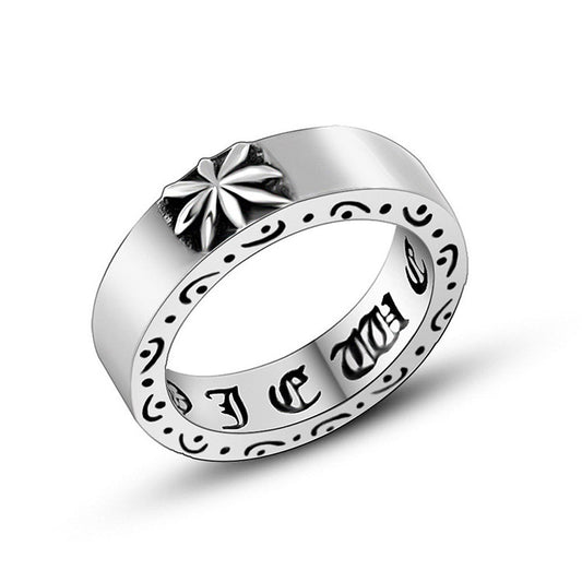 Titanium Steel Men's Octagram Rune Ring - Japanese and Korean Fashion Accessories for Wholesale